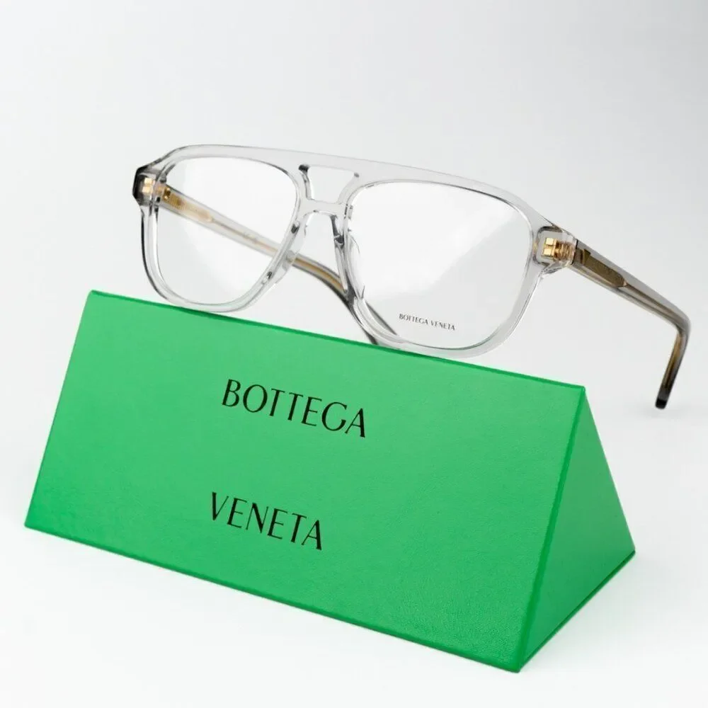 NEW Bottega Veneta BV1294O 004 Grey Pilot Women Eyeglasses